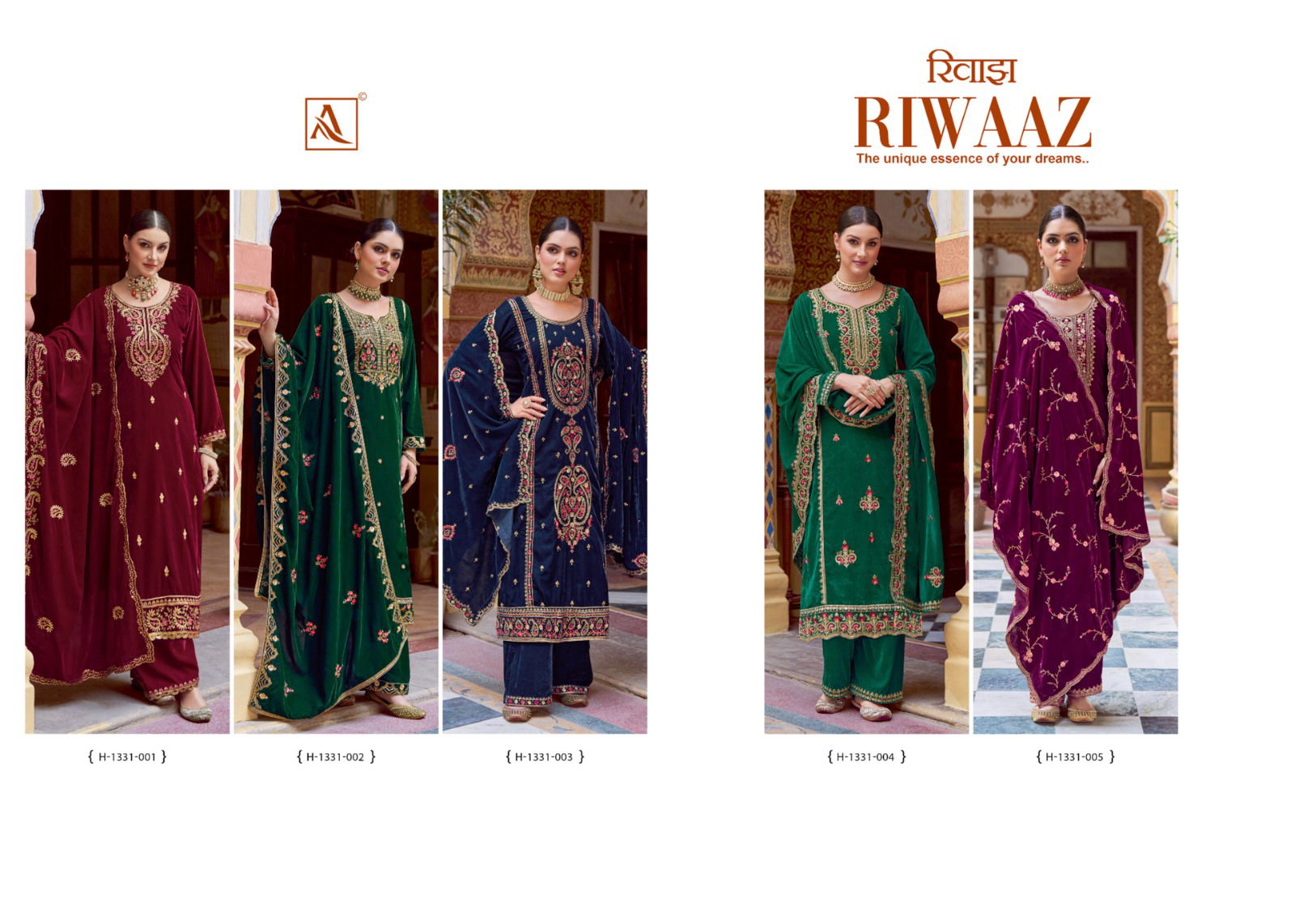 Riwaaz By Alok Heavy Velvet Wedding Salwar Suits Catalog
